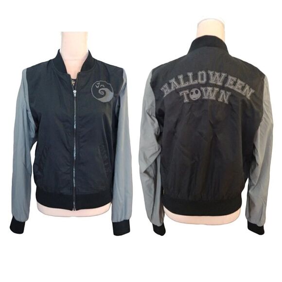 Disney 2019 The Nightmare Before Christmas Black Grey Bomber Jacket Medium - Picture 3 of 16